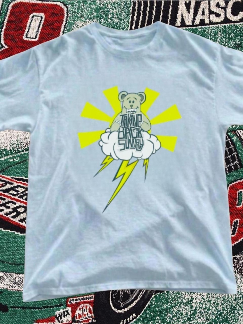 Gildan Light Blue Tee with Yellow Lightning Bear Graphic
